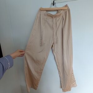 Uniqlo Light Beige Satin Jogger Pants